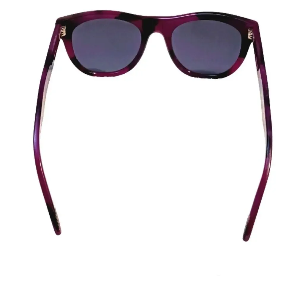 Burberry Sunglasses Tortoiseshell PURPLE BLACK Round Cat Eye Gray Lens Authentic